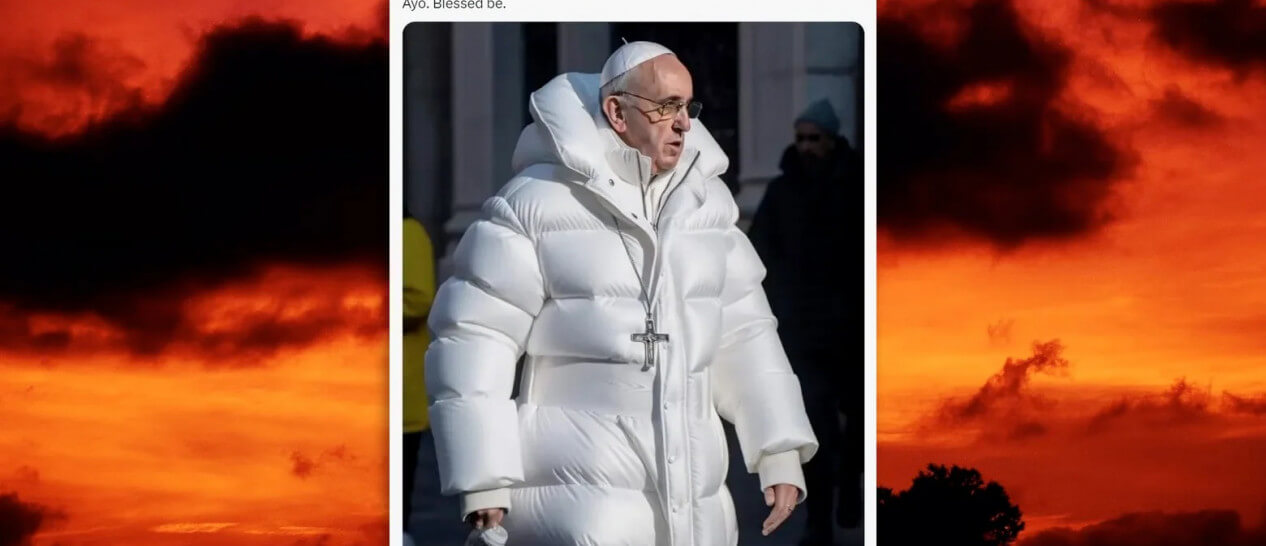 the pope in white jacket