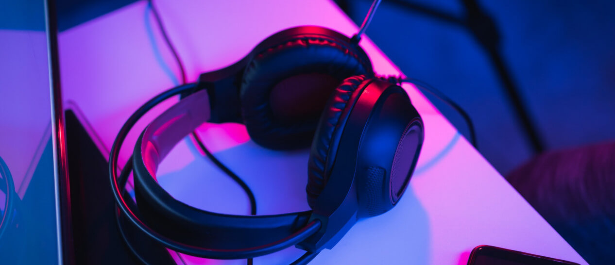 gaming headset on desk