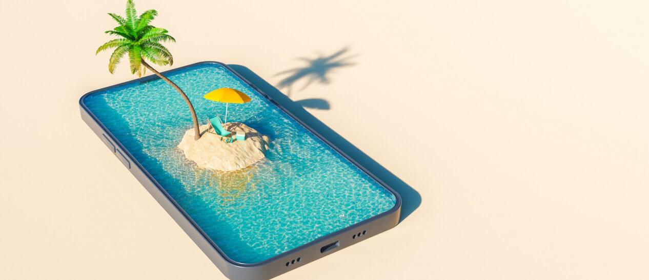 iphone with beach screensaver