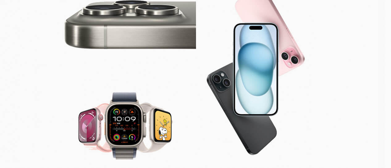 iphone 15, iphone 15 pro and apple watch series 9 pot pouri