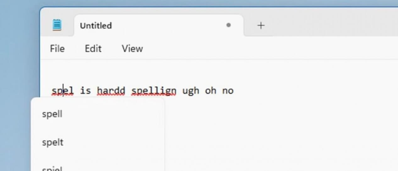 window notepad check spelling