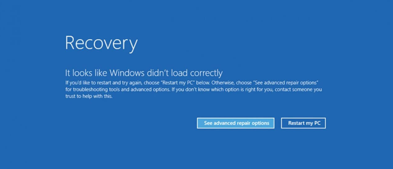 windows recovery blue screen