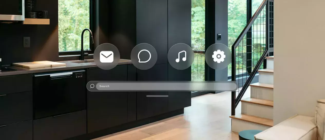 Μία σελίδα αναζήτησης με φόντο ένα έξυπνο σπίτι