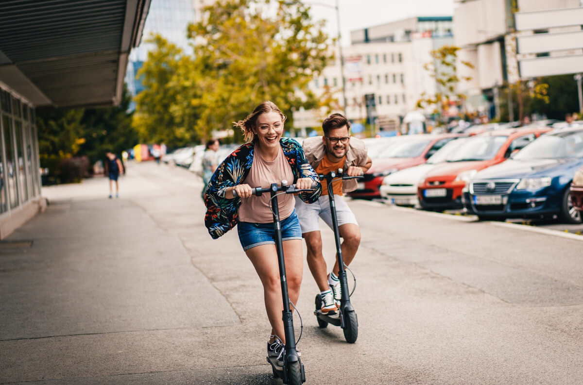 teenagers on scooters