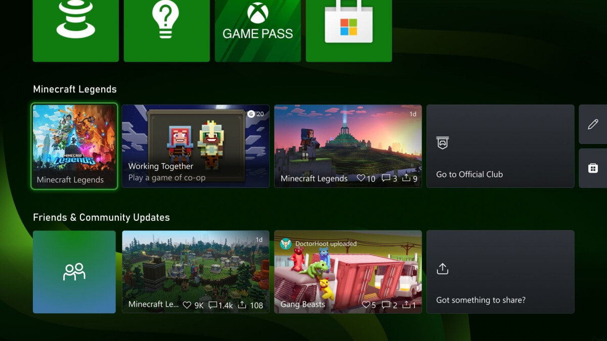 Xbox new home dashboard friends community