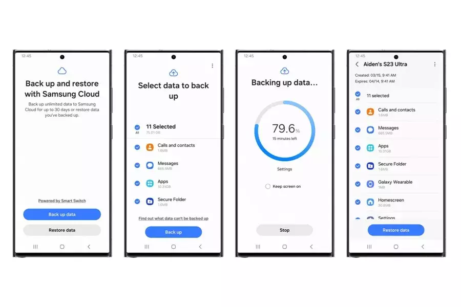 Temporary Cloud Backup: Ο νέος και άνετος τρόπος της SAMSUNG για αποθήκευση σημαντικών αρχείων και δεδομένων Temporary Cloud Backup menu