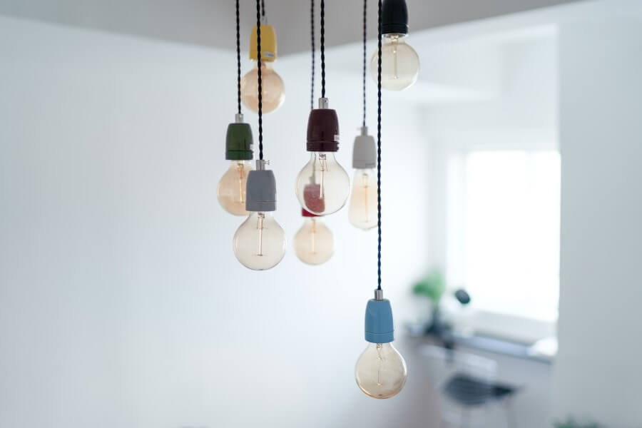smart lamps hanging from ceiling