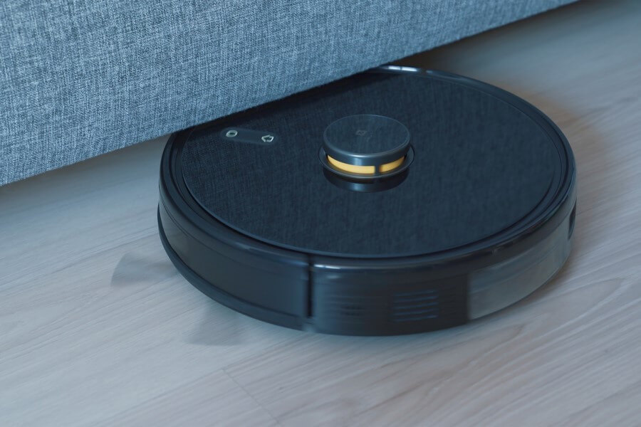 robot vacuum cleaner moving on floor