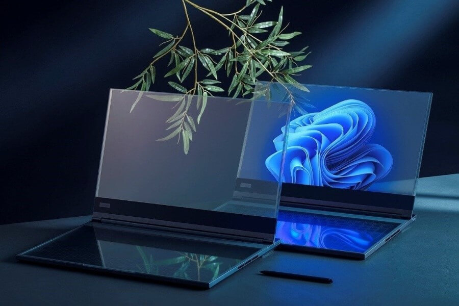 lenovo laptop with transparent screen