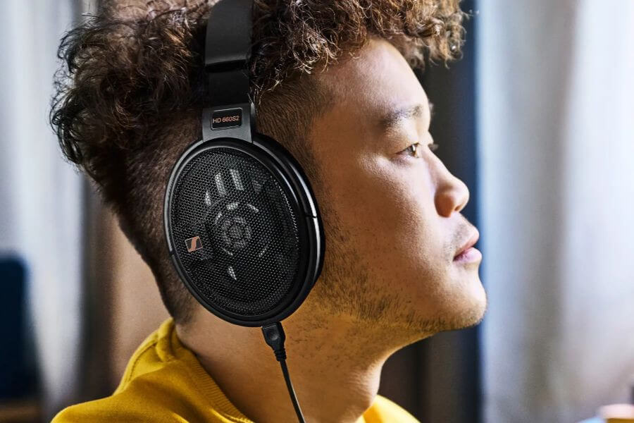 guy with hi-res over ear headphones