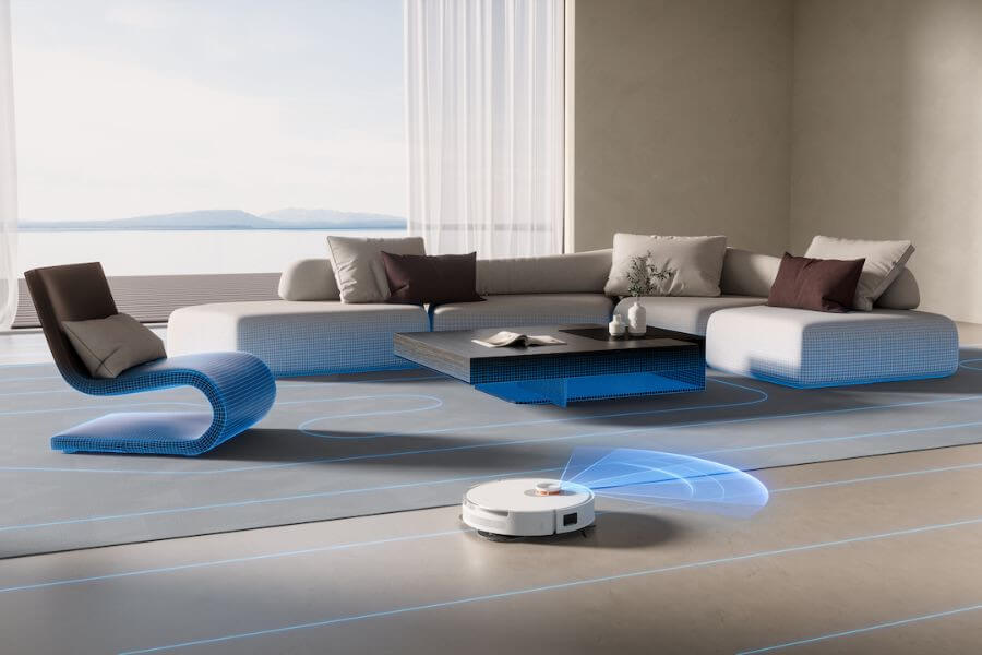 living room with XIAOMI Robot Vacuum S20+