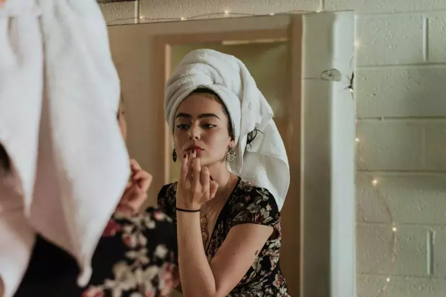 young woman self care