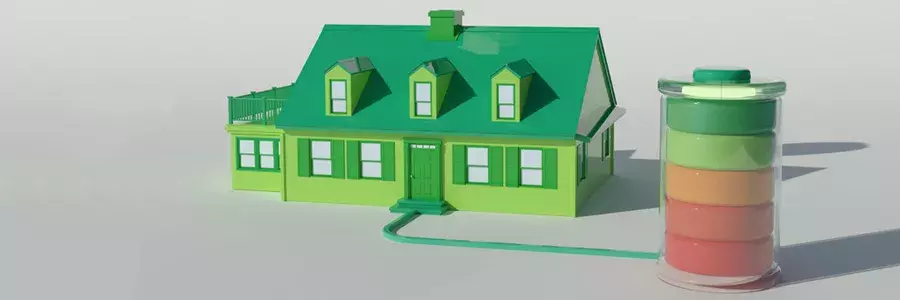 Ένα πράσινο σπίτι που συμβολίζει ένα ενεργειακά αποδοτικό σπίτι