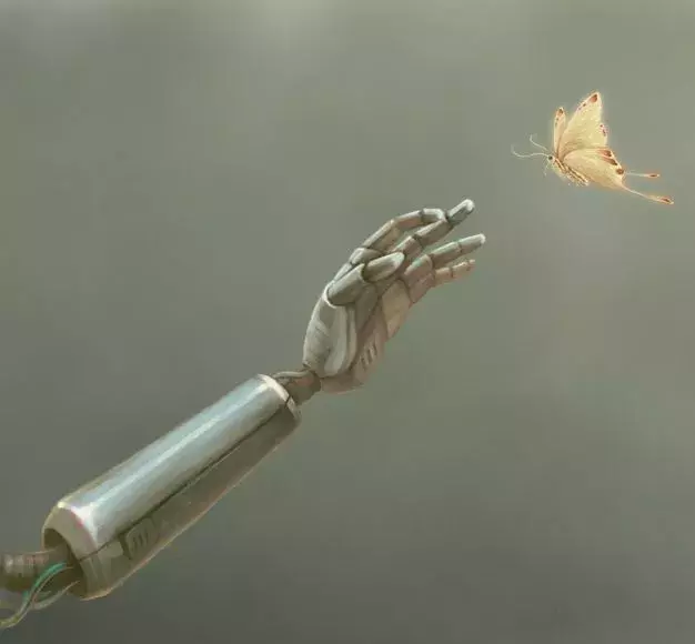 ai hand with butterfly