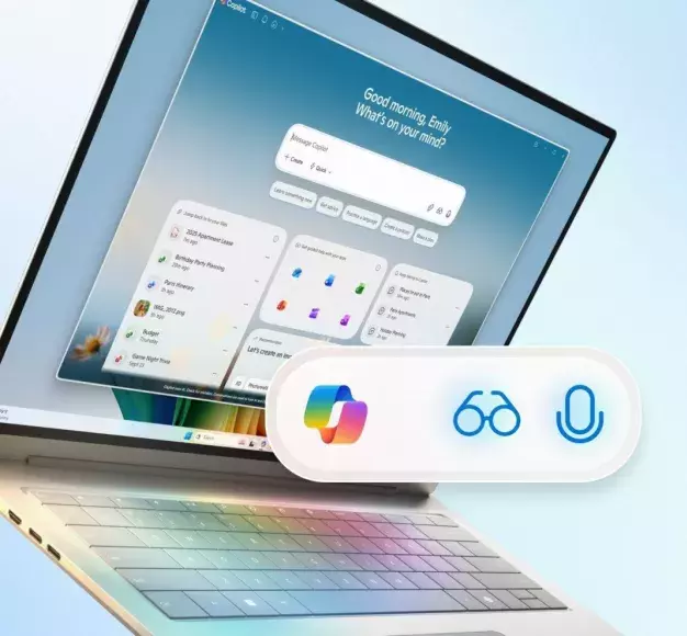 Ένα laptop που ενσωματώνει λειτουργίες Copilot της MICROSOFT