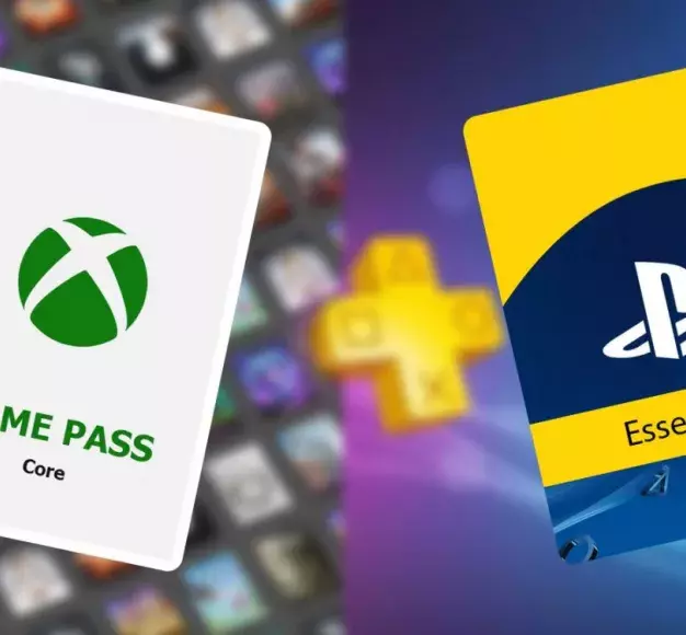 Λογότυπα των υπηρεσιών Xbox Game Pass και PLAYSTATION Plus